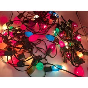 Vintage 3 sets of Christmas lights C7 glass bulbs multi-color 120 volts